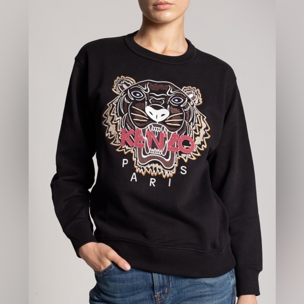 KENZO BLACK CLASSIC TIGER SWEATSHIRT women’s size Medium excellent condition
